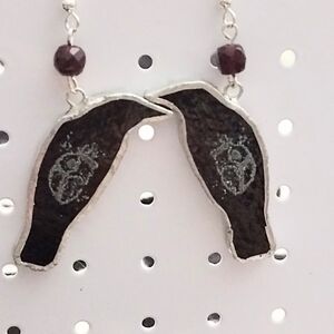 Poe raven heart earrings